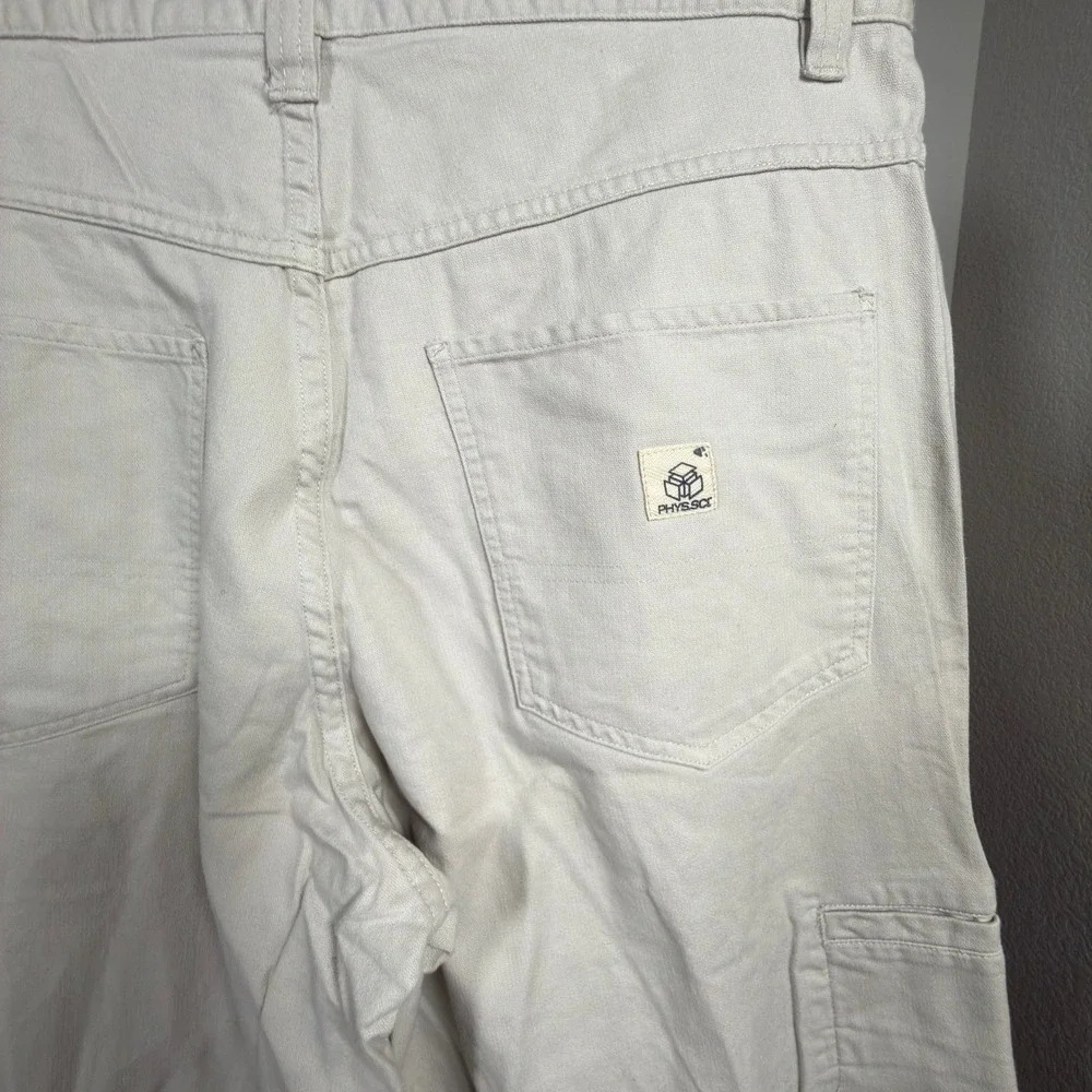Phys.Sci Carpenter Pants 34x32 Mens Canvas Utility Stone White